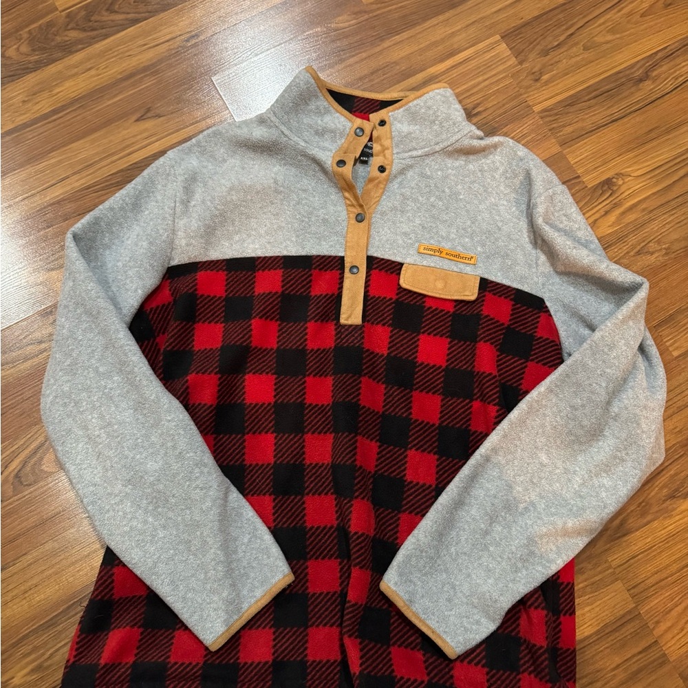 Red and Gray Plaid Pullover